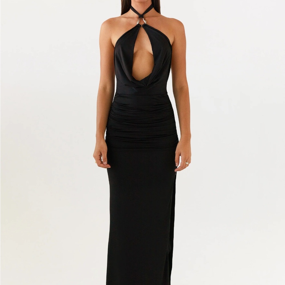 Peppermayo Black Backless Halter Bodycon Dress